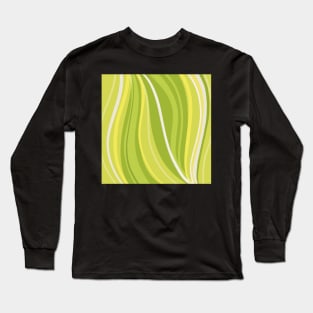 Abstract pattern with wavy lines in fresh yellows and greens Long Sleeve T-Shirt